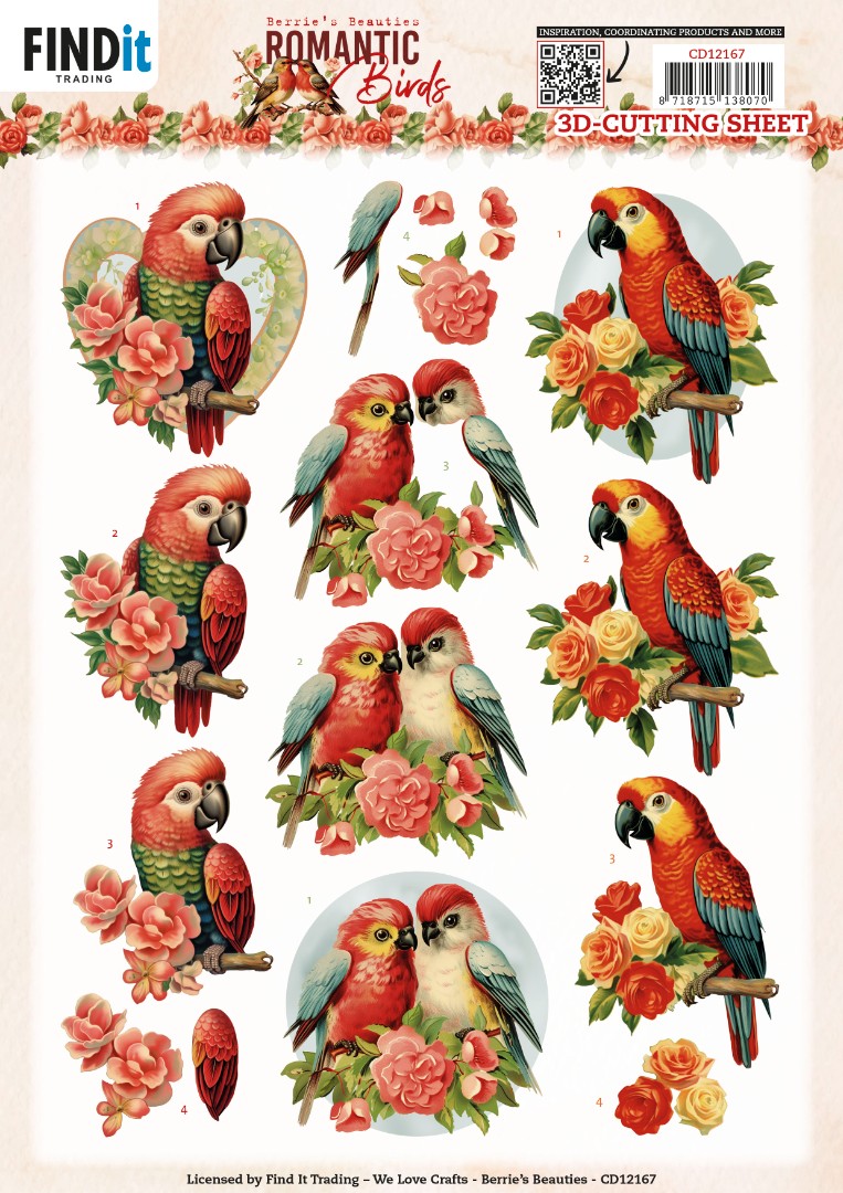 3D Cutting Sheets - Berries Beauties - Romantic Birds - Romantic Parrot 3D Cutting Sheets - Berries Beauties - Romantic Birds - Romantic Parrot