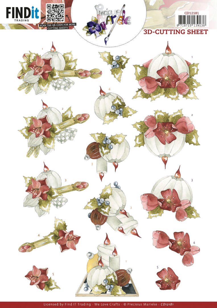 3D Cutting Sheets - Precious Marieke - Ruby Candles 3D Cutting Sheets - Precious Marieke - Ruby Candles