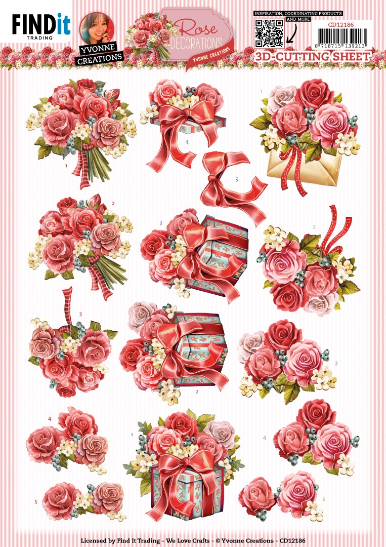 3D Cutting Sheets - Yvonne Creations - Rose Decorations - Rose Bouquet