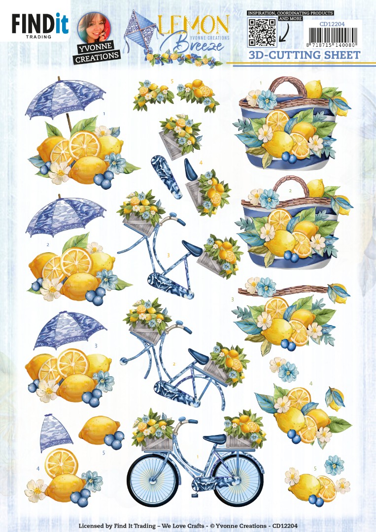 3D Cutting Sheets - Yvonne Creations - Lemon Breeze - Lemon Bike