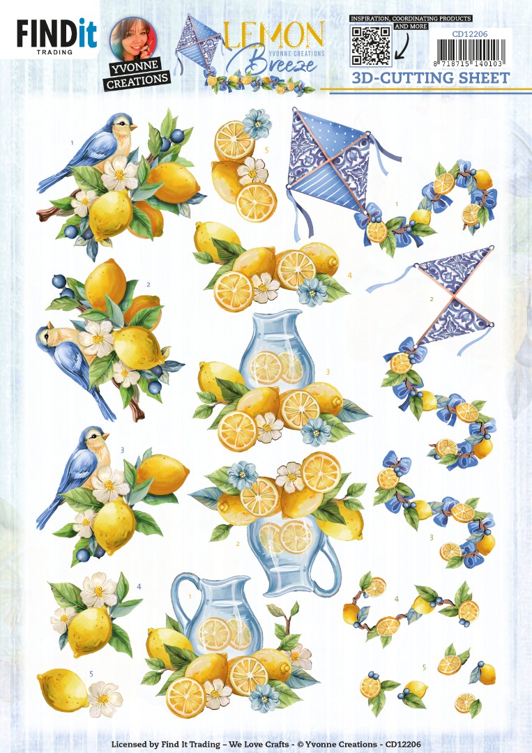 3D Cutting Sheets - Yvonne Creations - Lemon Breeze - Lemon Bird