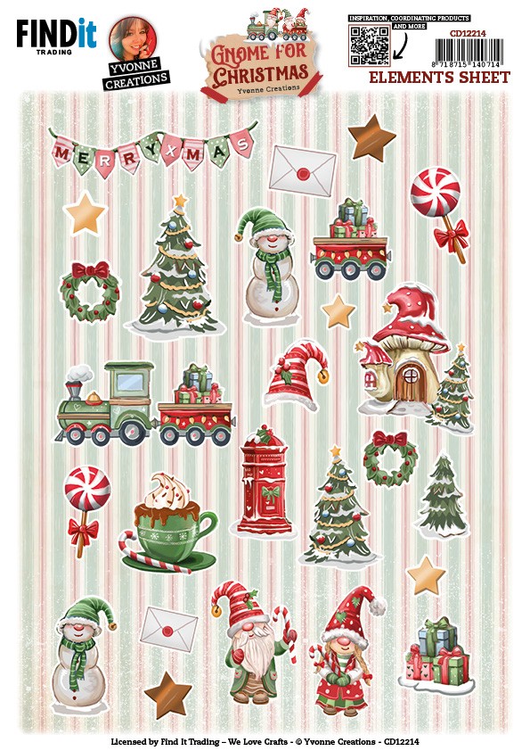 Cutting Sheets - Yvonne Creations - Gnome for Christmas - Small Elements