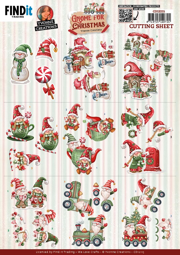 Cutting Sheets - Yvonne Creations - Gnome for Christmas - Mini