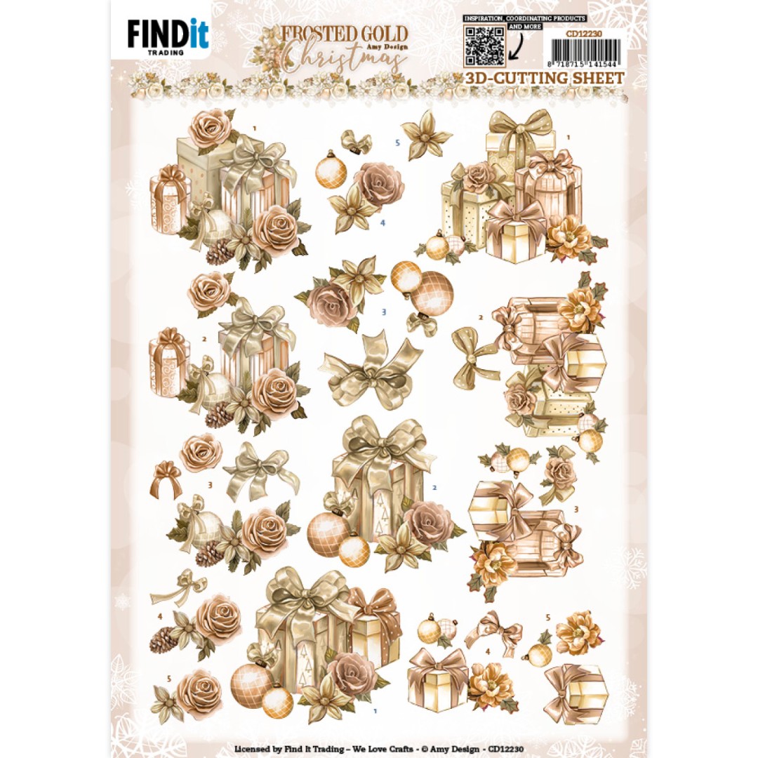 3D Cutting Sheets - Amy Design - Frosted Gold Christmas - Presents 3D Cutting Sheets - Amy Design - Frosted Gold Christmas - Presents