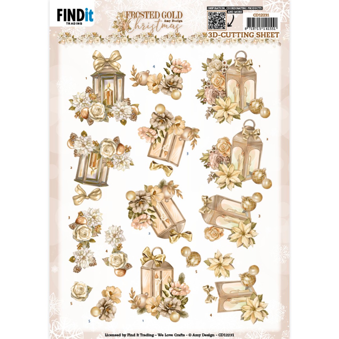 3D Cutting Sheets - Amy Design - Frosted Gold Christmas - Lantern 3D Cutting Sheets - Amy Design - Frosted Gold Christmas - Lantern