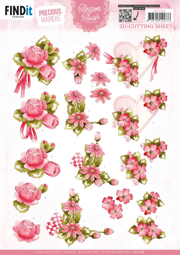 3D Cutting Sheets - Precious Marieke - Blossom Blush - Magenta 3D Cutting Sheets - Precious Marieke - Blossom Blush - Magenta