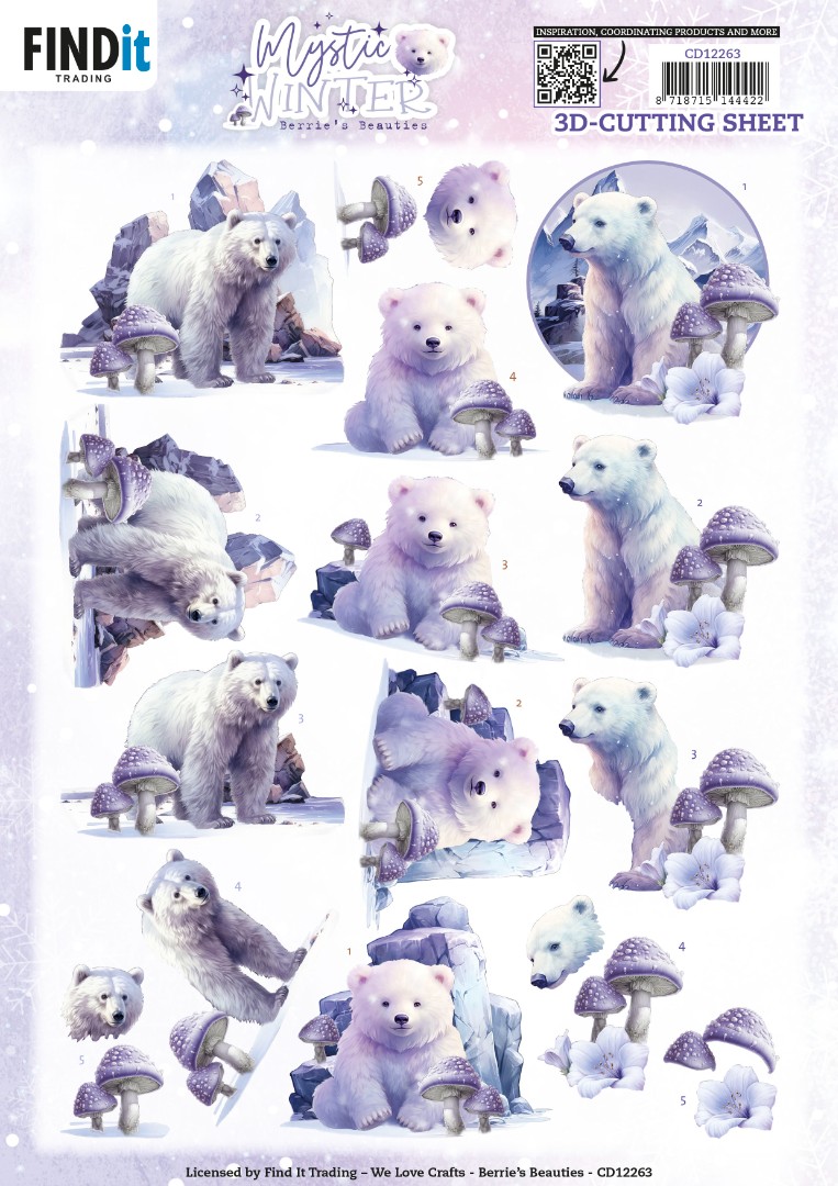 3D Cutting Sheets - Berries Beauties - Mystic Winter - Mystic Polar Bears 3D Cutting Sheets - Berries Beauties - Mystic Winter - Mystic Polar Bears