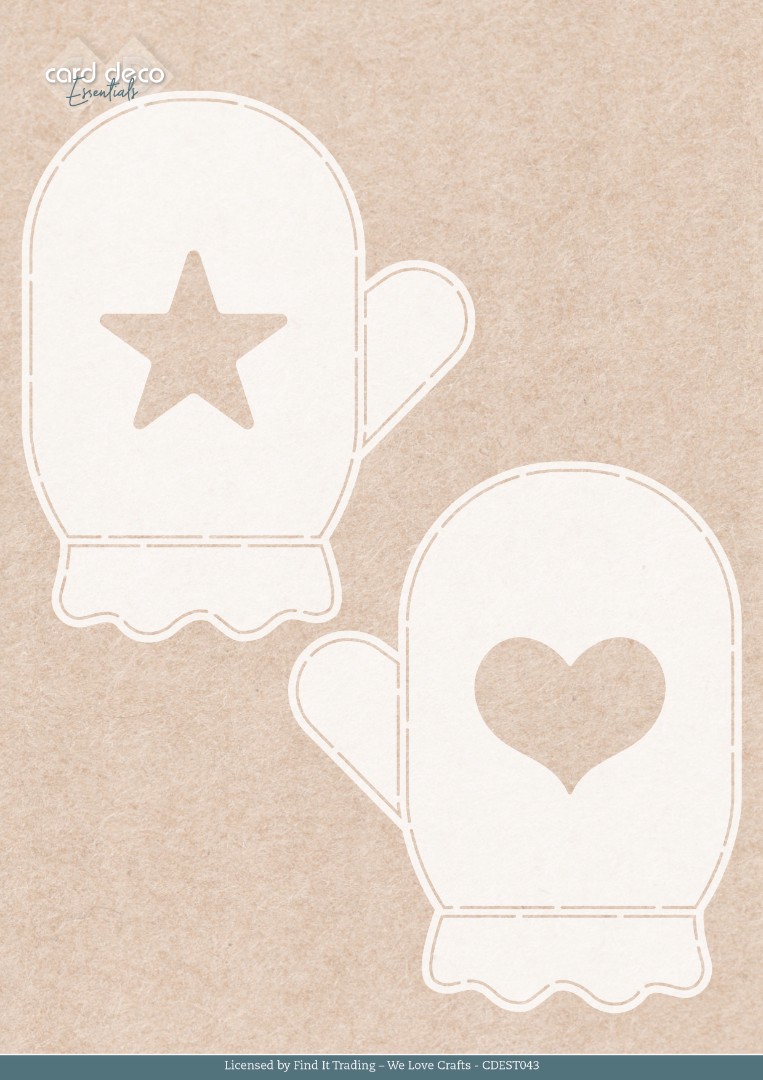 Stencil - Card Deco Essentials - Falling for Christmas - Gloves - A5 Stencil - Card Deco Essentials - Falling for Christmas - Gloves - A5