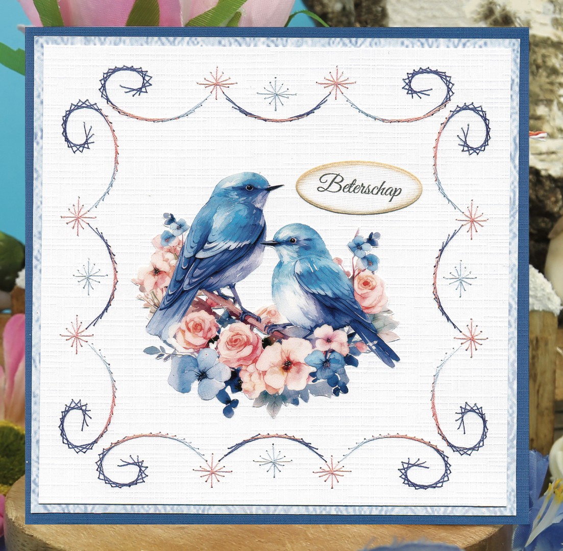 3D Cutting Sheets - Berries Beauties - Happy Blue Birds - Birds in Pink
