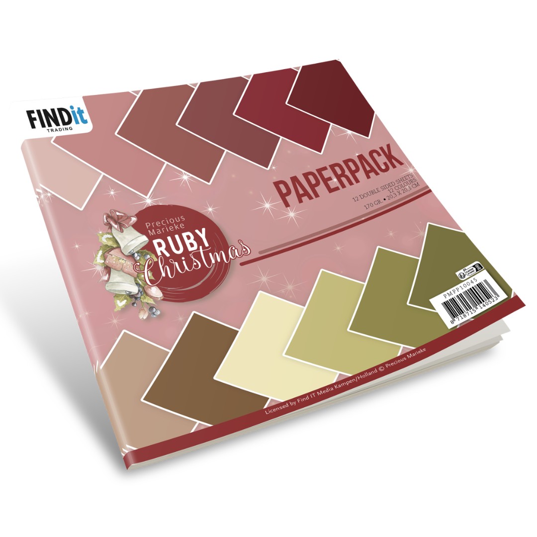 Paperpack - Precious Marieke - Ruby Christmas - Solid Colours Paperpack - Precious Marieke - Ruby Christmas - Solid Colours