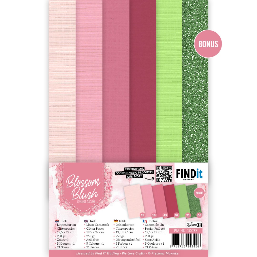 Linen Cardstock Pack - Precious Marieke - Blossom Blush - 4K Linen Cardstock Pack - Precious Marieke - Blossom Blush - 4K
