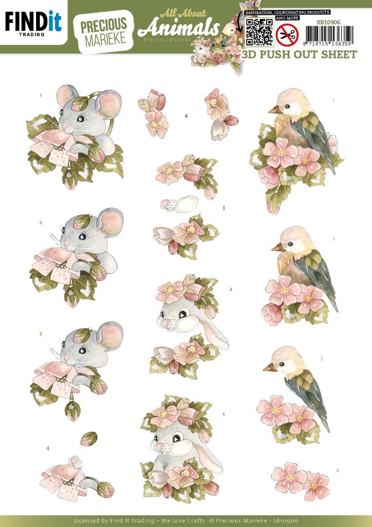 3D Push out - Precious Marieke - All About Animals - All About Pink 3D Push out - Precious Marieke - All About Animals - All About Pink