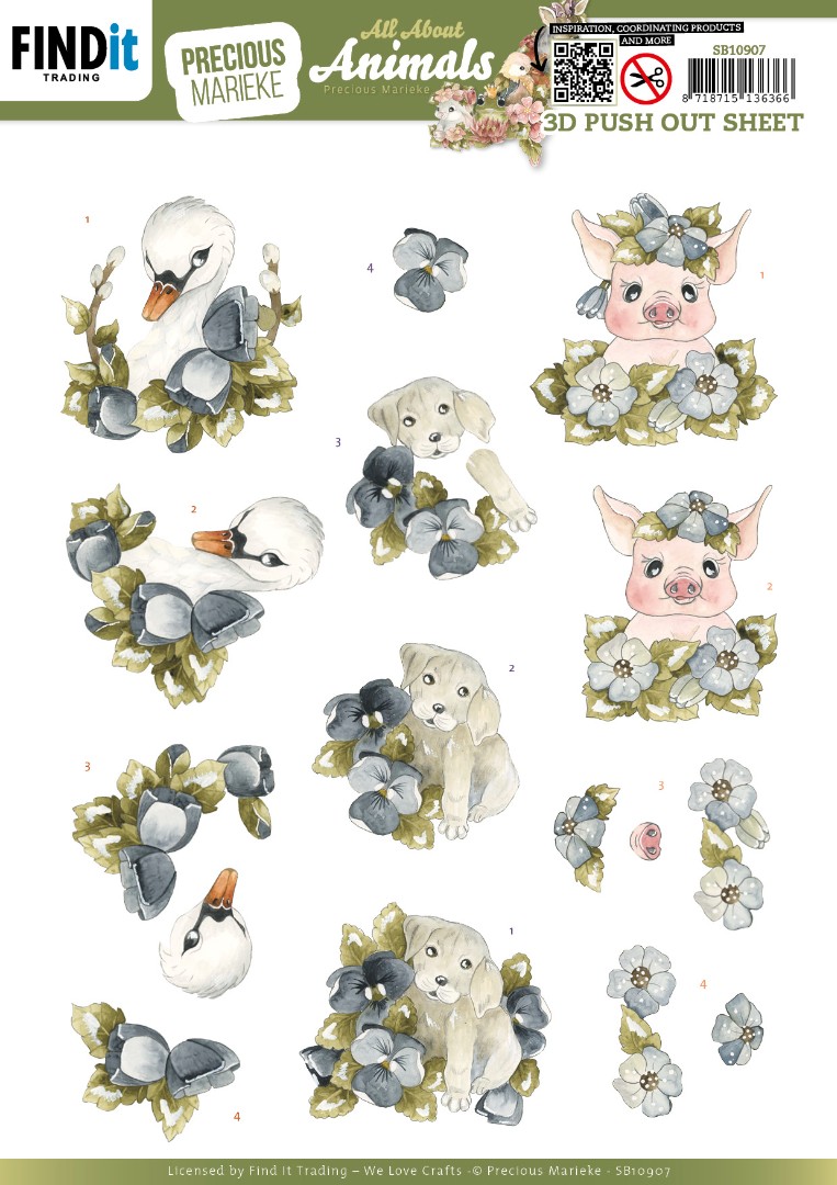 3D Push out - Precious Marieke - All About Animals - All About Blue 3D Push out - Precious Marieke - All About Animals - All About Blue