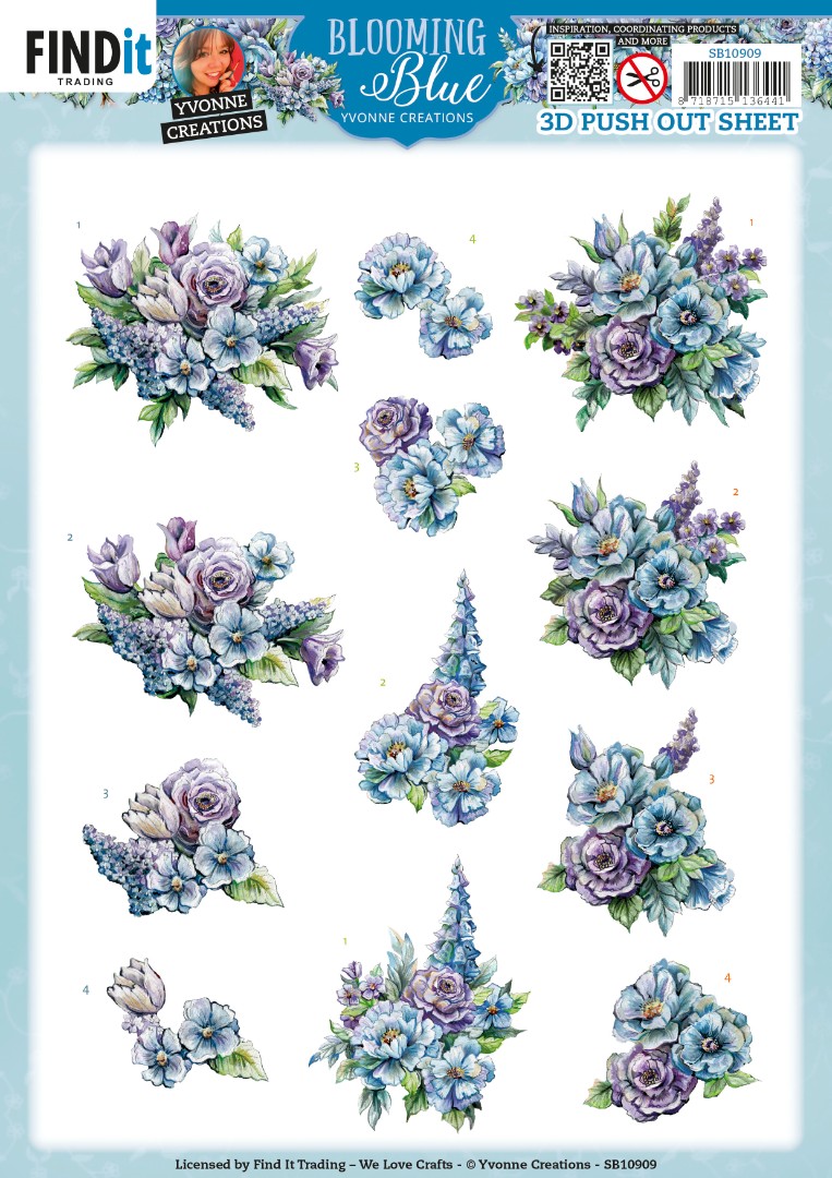 3D Push Out - Yvonne Creations - Blooming Blue - Larkspur 3D Push Out - Yvonne Creations - Blooming Blue - Larkspur