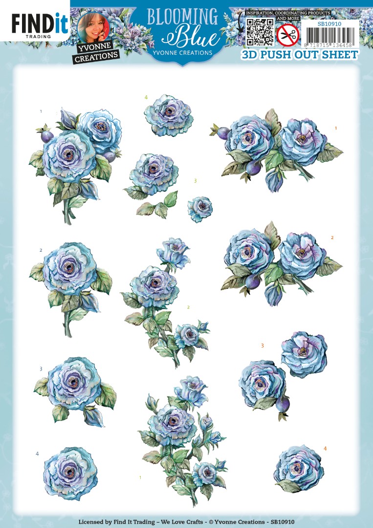 3D Push Out - Yvonne Creations - Blooming Blue - Rosehip 3D Push Out - Yvonne Creations - Blooming Blue - Rosehip
