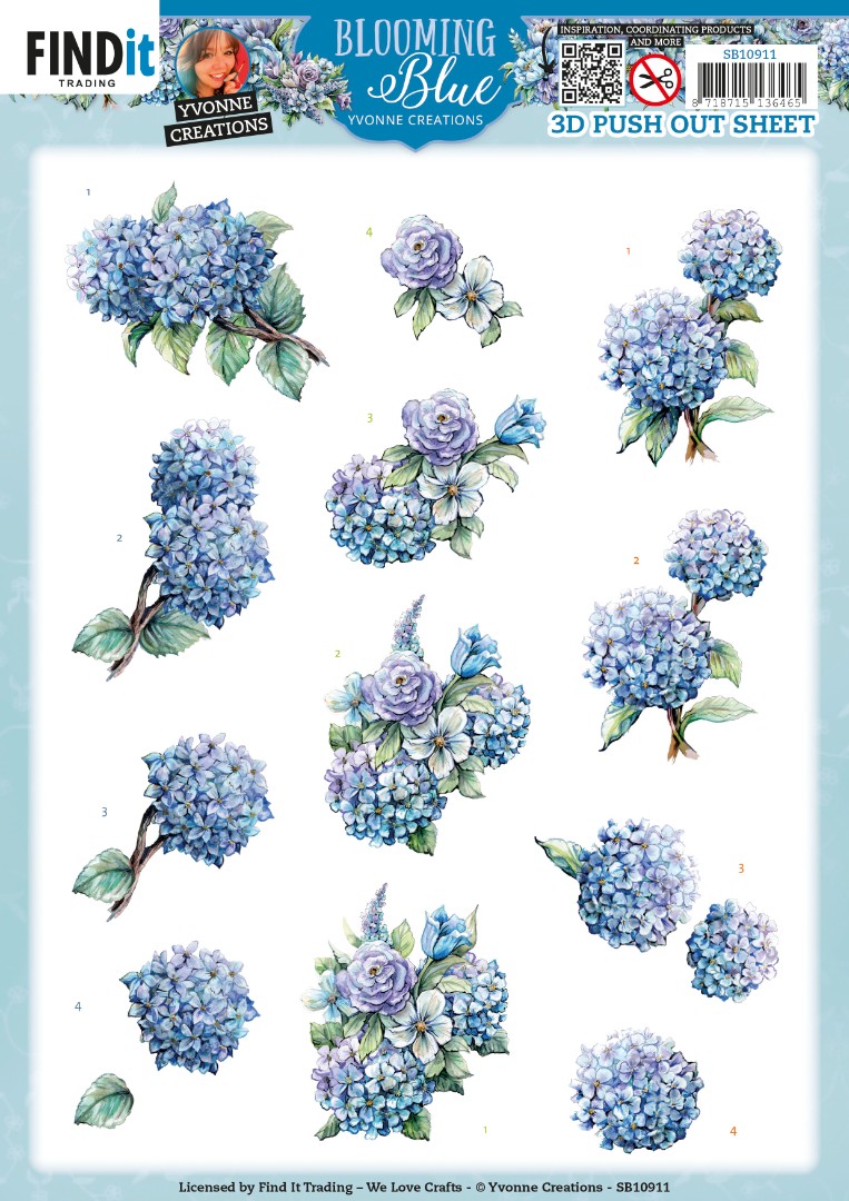 3D Push Out - Yvonne Creations - Blooming Blue - Hydrangea 3D Push Out - Yvonne Creations - Blooming Blue - Hydrangea