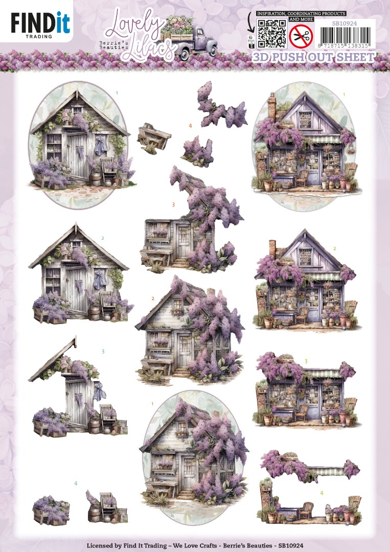 3D Push Out - Berries Beauties - Lovely Lilacs - Lovely Houses 3D Push Out - Berries Beauties - Lovely Lilacs - Lovely Houses