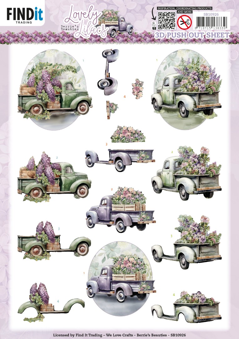 3D Push Out - Berries Beauties - Lovely Lilacs - Lovely Cars 3D Push Out - Berries Beauties - Lovely Lilacs - Lovely Cars