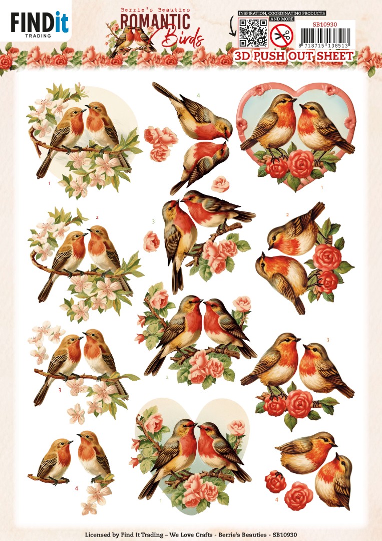 3D Push Out - Berries Beauties - Romantic Birds - Romantic Robin 3D Push Out - Berries Beauties - Romantic Birds - Romantic Robin