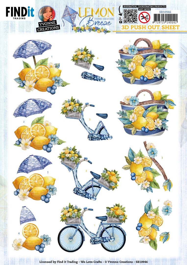 3D Push Out - Yvonne Creations - Lemon Breeze - Lemon Bike