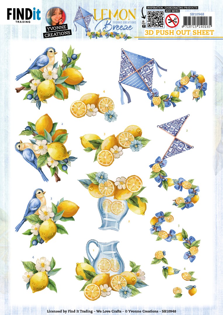 3D Push Out - Yvonne Creations - Lemon Breeze - Lemon Bird