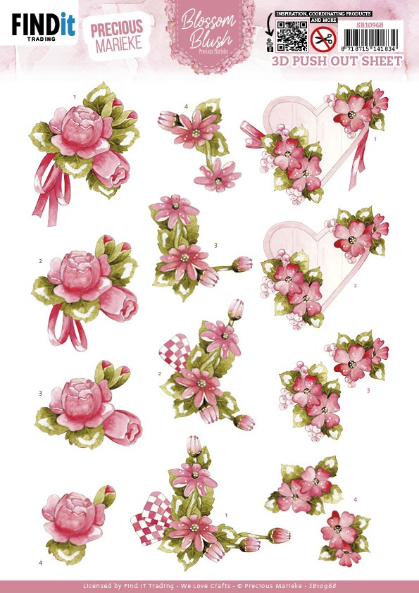 3D Push Out - Precious Marieke - Blossom Blush - Magenta