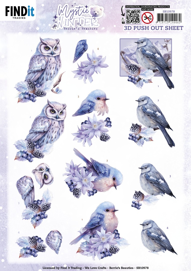 3D Push Out - Berries Beauties - Mystic Winter - Mystic Birds 3D Push Out - Berries Beauties - Mystic Winter - Mystic Birds