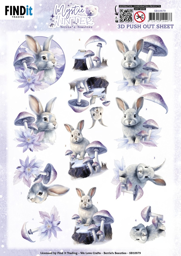 3D Push Out - Berries Beauties - Mystic Winter - Mystic Rabbits 3D Push Out - Berries Beauties - Mystic Winter - Mystic Rabbits