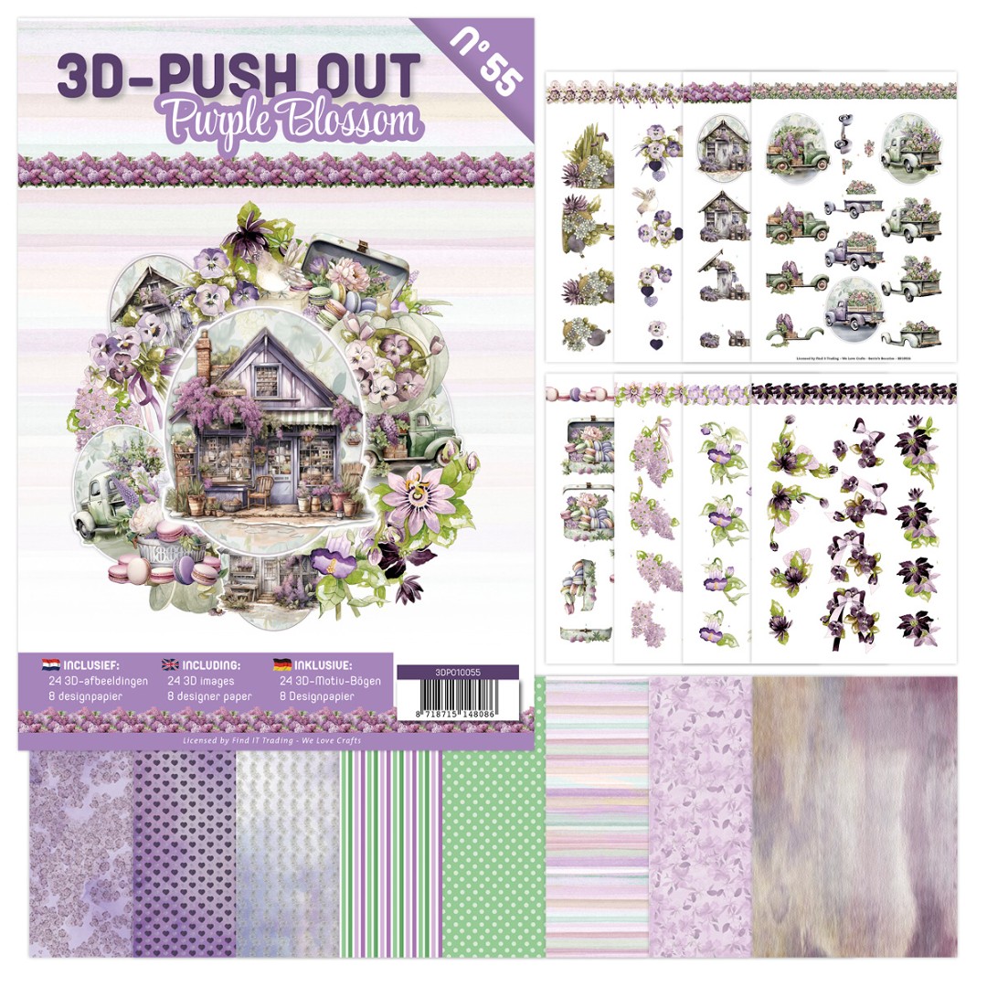 3D Push-Out Book 55 - Purple Blossom 3D Push-Out Book 55 - Purple Blossom
