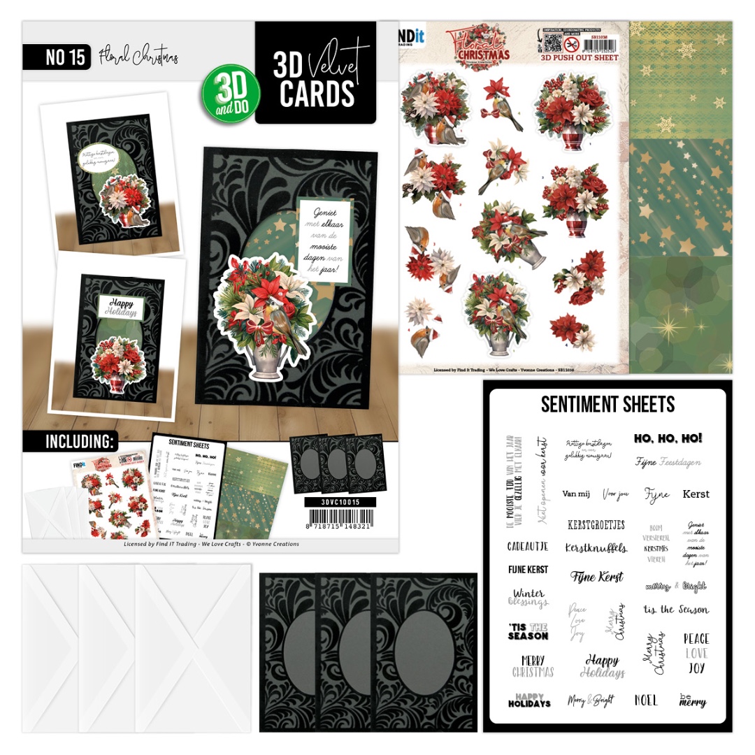 3D Velvet Cards A6 - Floral Christmas 3D Velvet Cards A6 - Floral Christmas