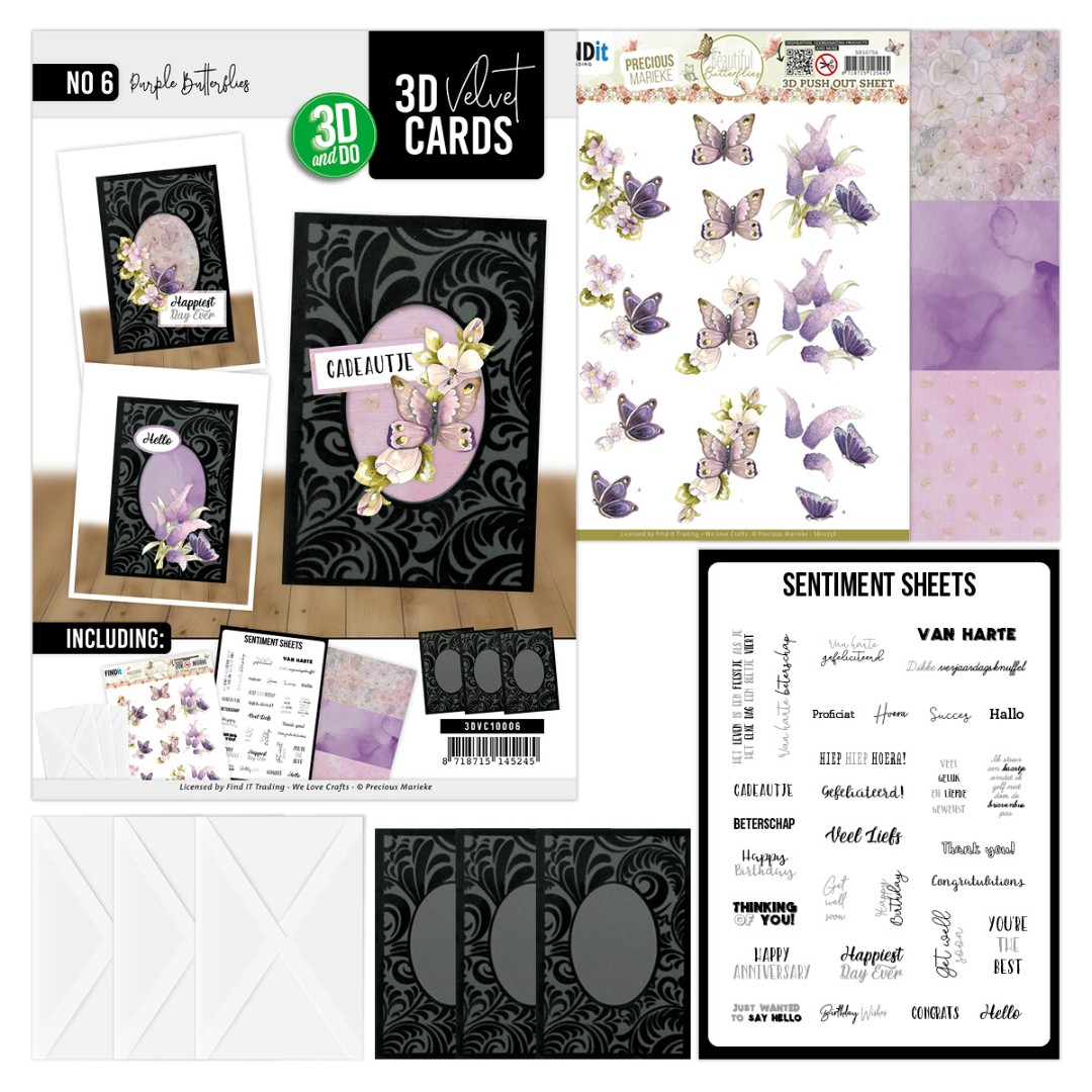 3D Velvet Cards A6- Purple Butterflies 3D Velvet Cards A6- Purple Butterflies