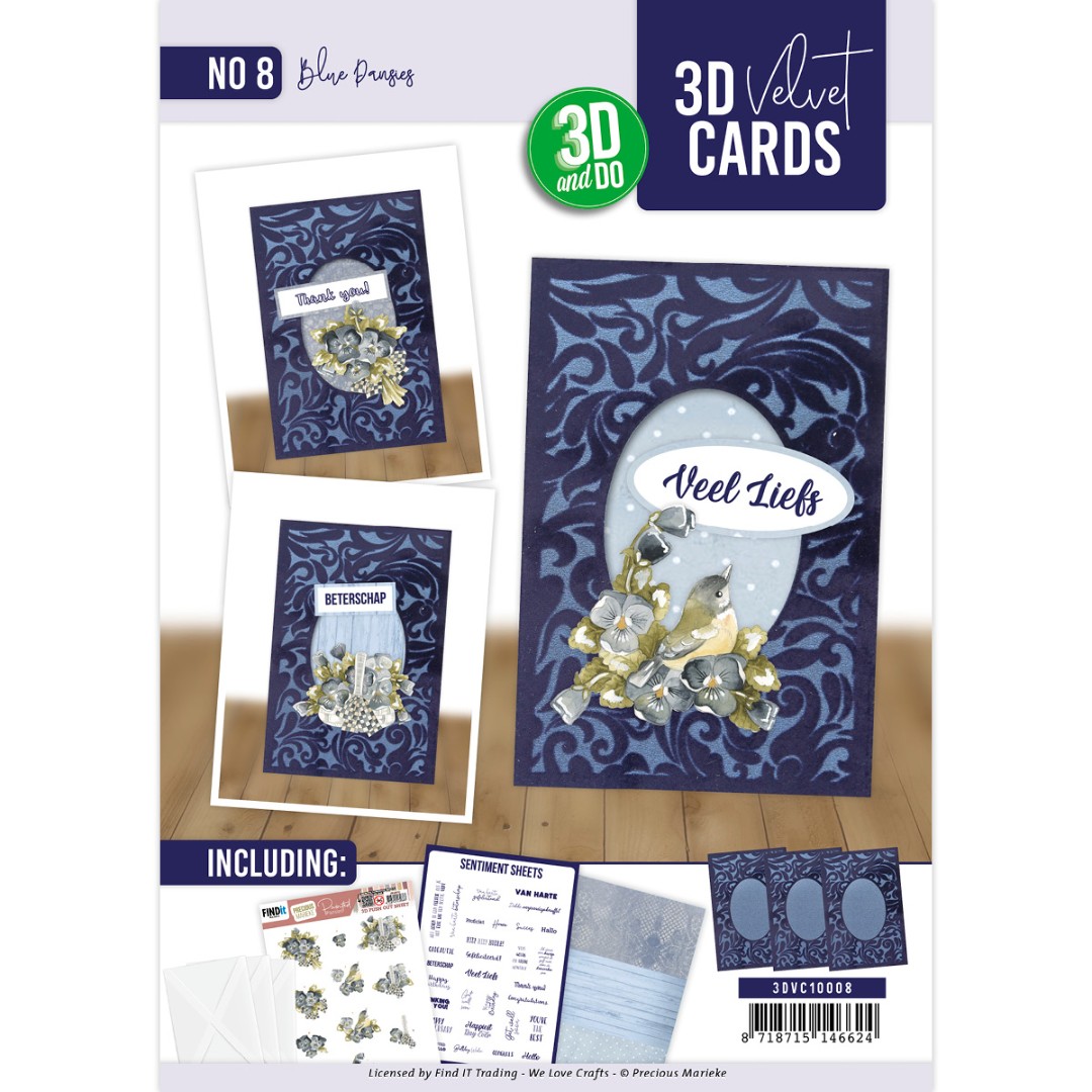 3D Velvet Cards A6 - Blue Pansies 3D Velvet Cards A6 - Blue Pansies