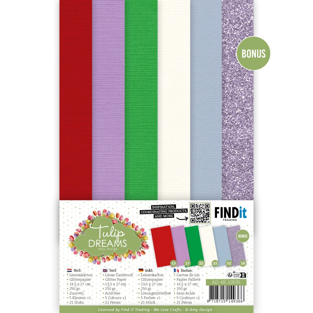 Linen Cardstock Pack - Amy Design - Tulip Dreams - 4K