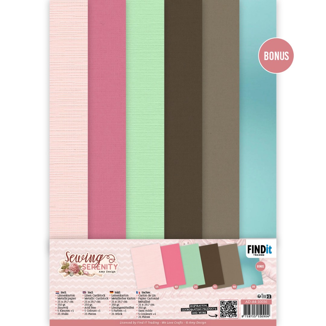 Linen Cardstock Pack - Amy Design - Sewing Serenity - A4 Linen Cardstock Pack - Amy Design - Sewing Serenity - A4