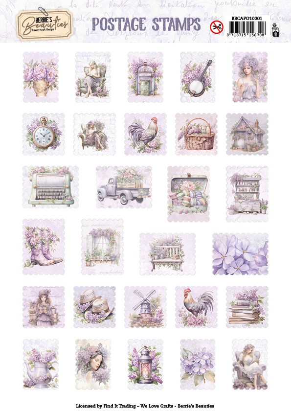Berries Beauties - Collage Art - Push Out Postage Stamp - Lovely Lilacs Berries Beauties - Collage Art - Push Out Postage Stamp - Lovely Lilacs