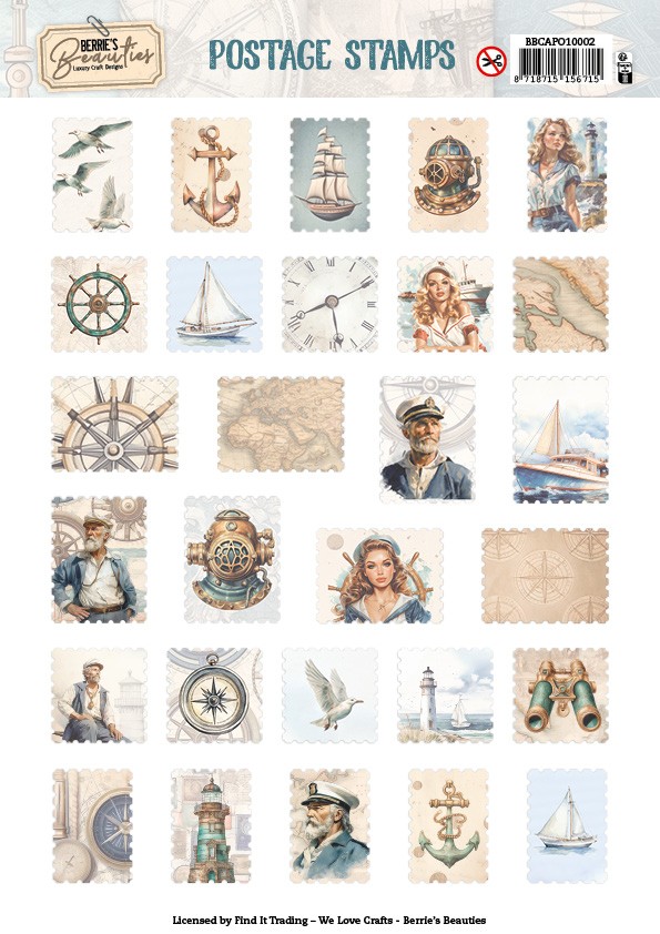 Berries Beauties - Collage Art - Push Out Postage Stamp - Nautical Breeze Berries Beauties - Collage Art - Push Out Postage Stamp - Nautical Breeze