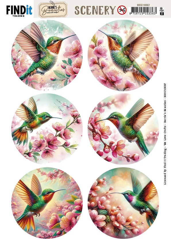 Scenery Push out - Berries Beauties - Lovely Hummingbirds - Round Scenery Push out - Berries Beauties - Lovely Hummingbirds - Round