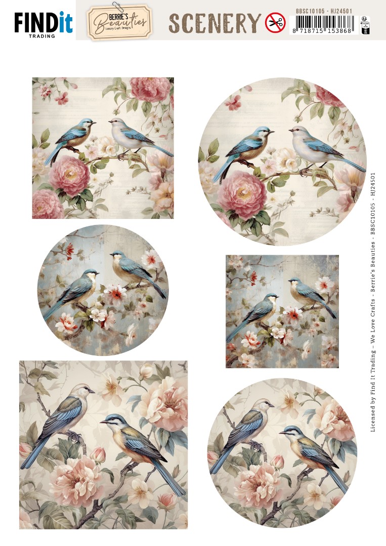Scenery Push out - Berries Beauties - Bluebird Whispers