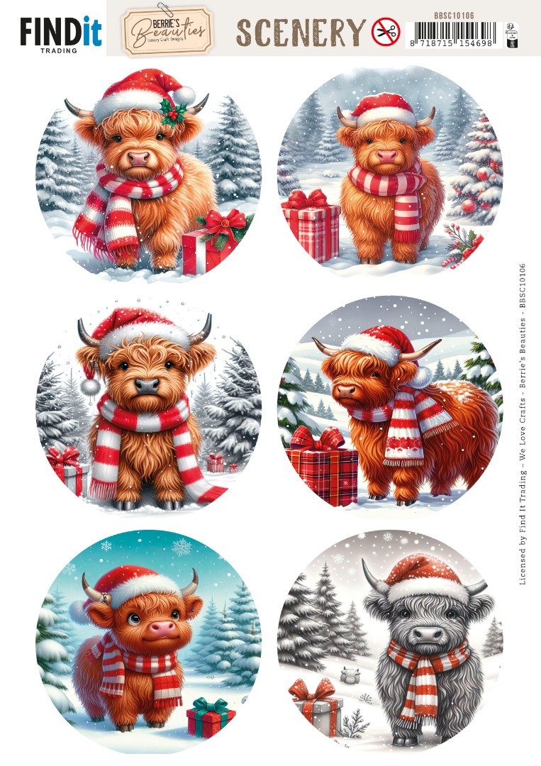 Scenery Push out - Berries Beauties - Festive Cows - Round Scenery Push out - Berries Beauties - Festive Cows - Round