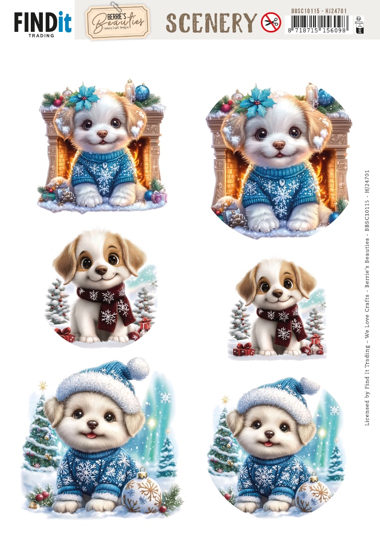 Scenery Push out - Berries Beauties - Christmas Dog (Gratis vel HJ247)