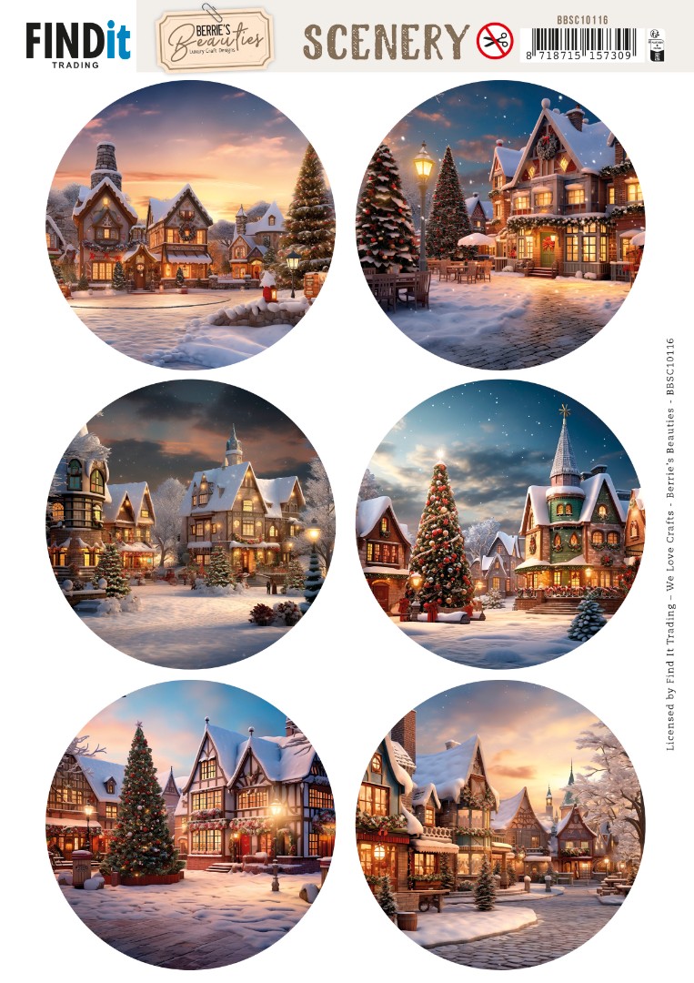 Scenery Push out - Berries Beauties - Christmas Village - Round Scenery Push out - Berries Beauties - Christmas Village - Round