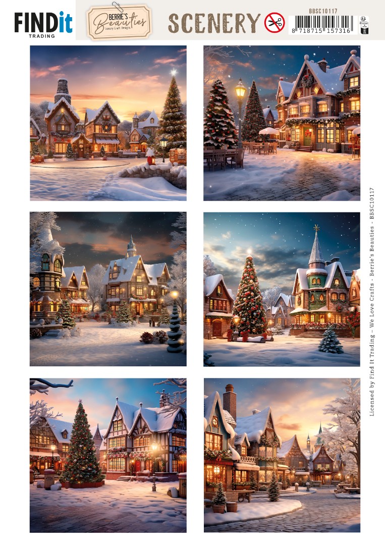Scenery Push out - Berries Beauties - Christmas Village - Square Scenery Push out - Berries Beauties - Christmas Village - Square