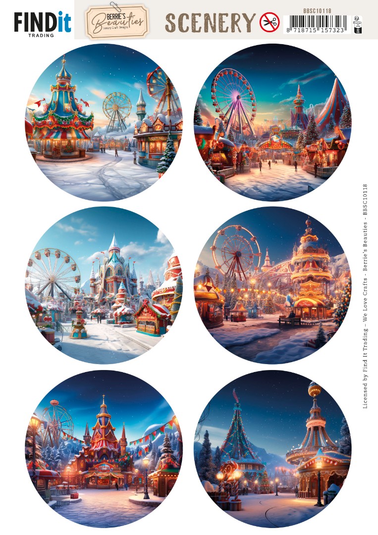 Scenery Push out - Berries Beauties - Winter Fairground - Round Scenery Push out - Berries Beauties - Winter Fairground - Round