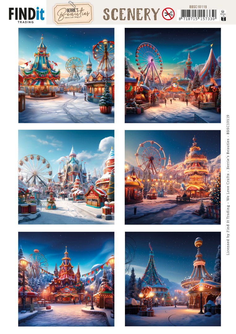 Scenery Push out - Berries Beauties - Winter Fairground - Square Scenery Push out - Berries Beauties - Winter Fairground - Square