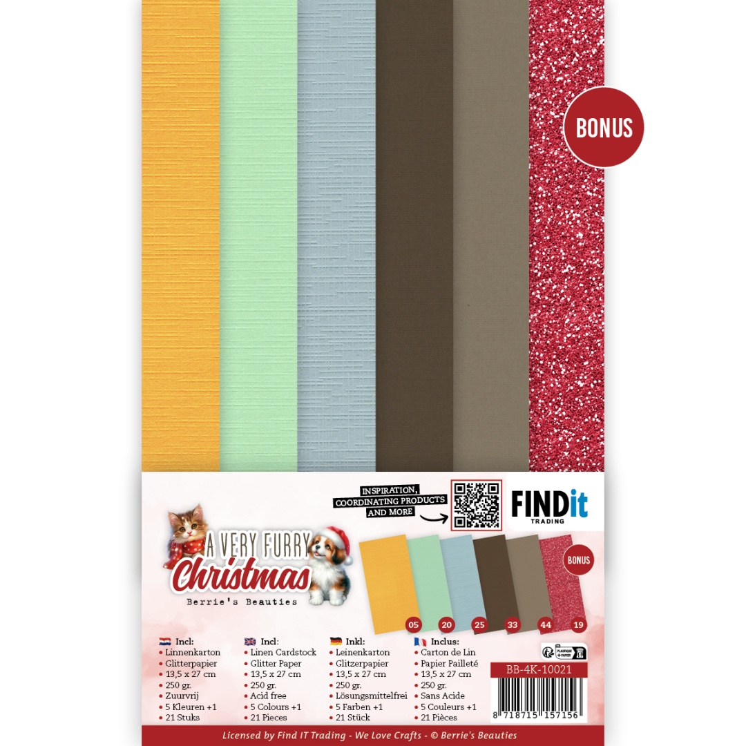 Linen Cardstock Pack - Berries Beauties - A Very Furry Christmas - 4K