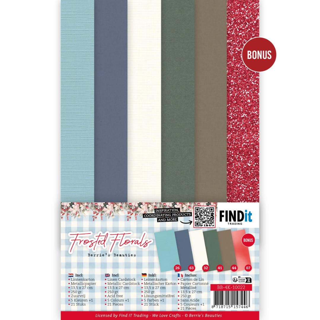 Linen Cardstock Pack - Berries Beauties - Frosted Florals - 4K Linen Cardstock Pack - Berries Beauties - Frosted Florals - 4K
