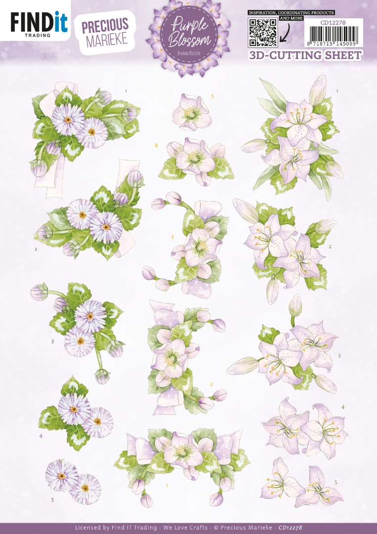 3D Cutting Sheet - Precious Marieke - Purple Blossom - Amethyst