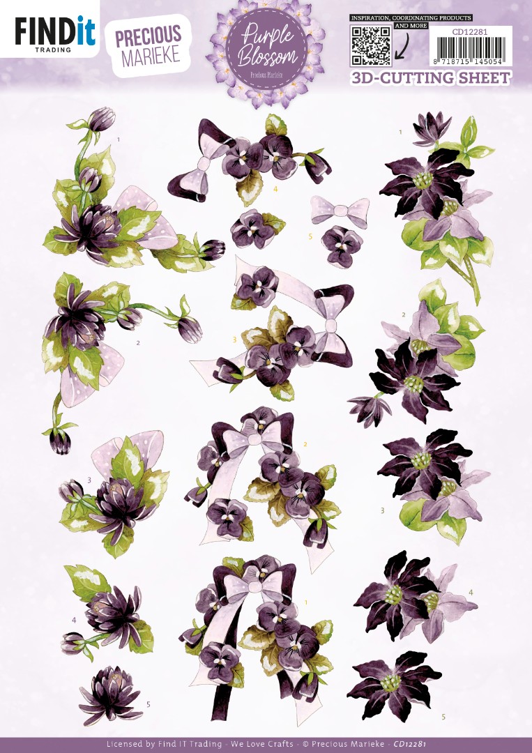 3D Cutting Sheet - Precious Marieke - Purple Blossom - Purple