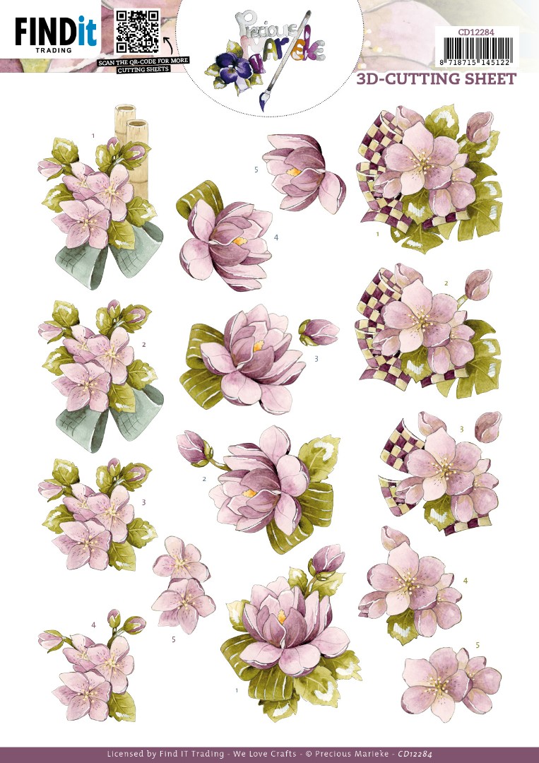 3D Cutting Sheet - Precious Marieke - Lilac Flowers