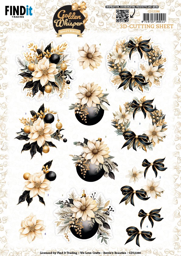 3D Cutting Sheet - Berries Beauties - Golden Whisper - Flowers